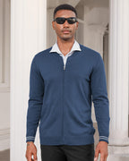Mens Casual Stand Collar Full-Zip Jacket