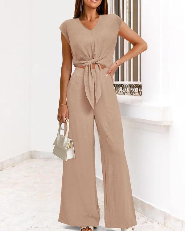 Two Piece Sleeveless Top & Wide Leg Pant