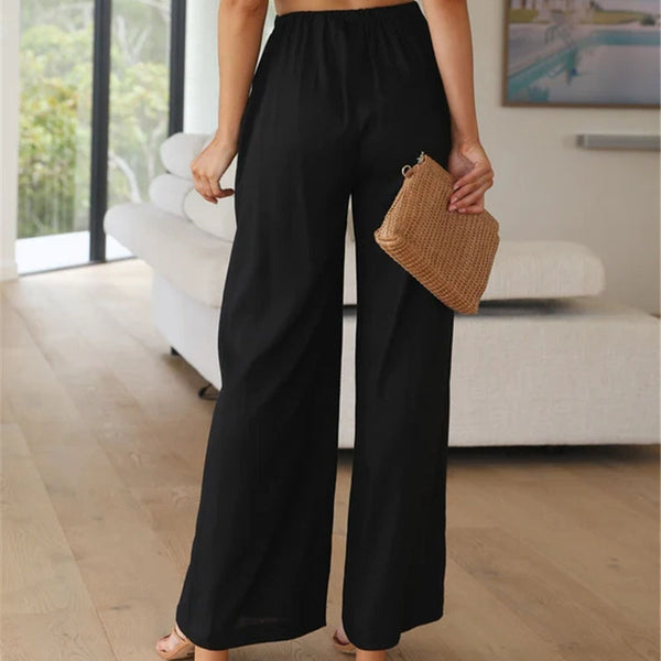 High Waisted Drawstring Wide Leg with Pockets