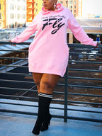 Vestido estilo sudadera con capucha y estampado de letras de talla grande 