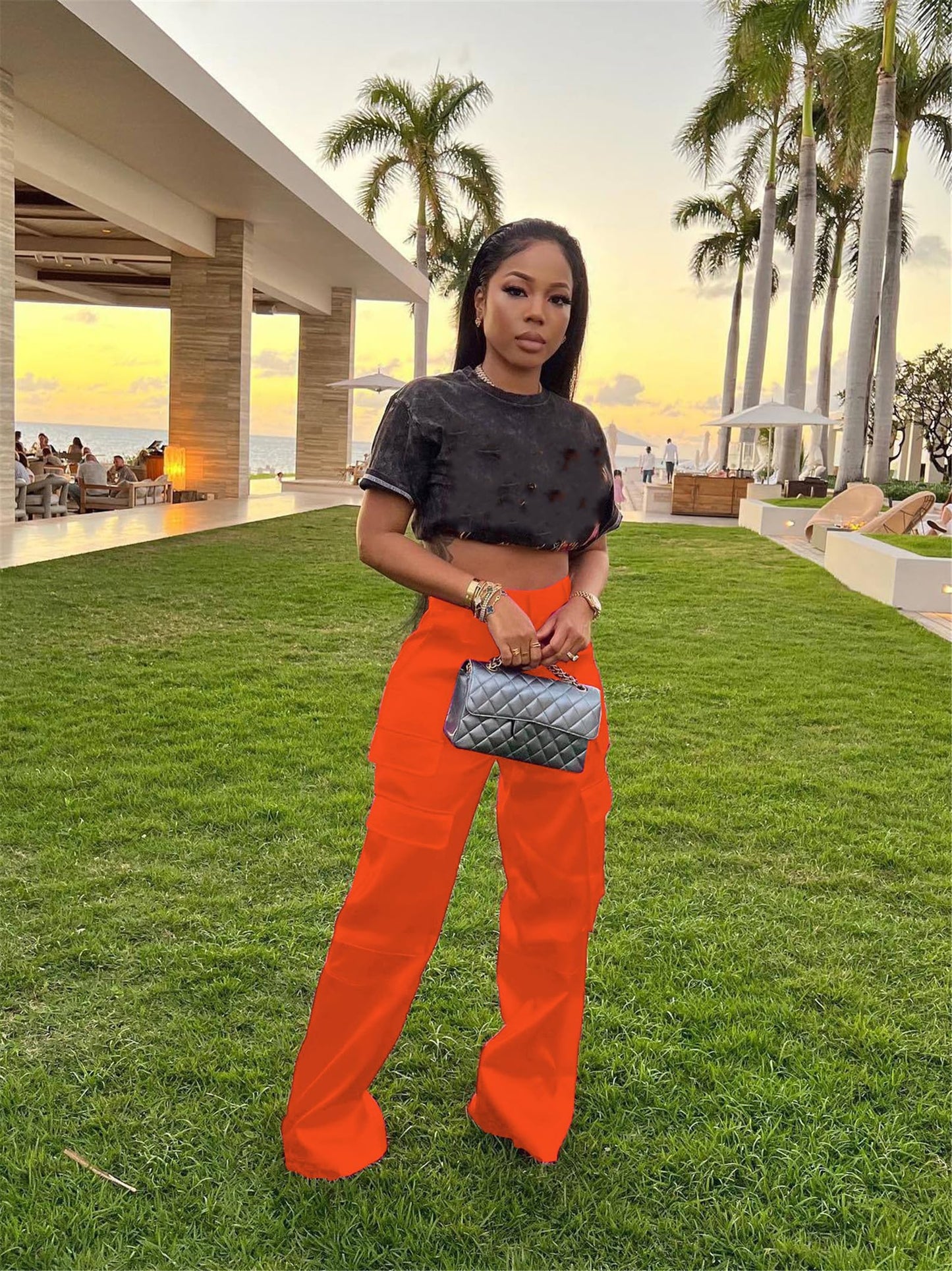 High Wasited Wide Leg Pants with Pockets