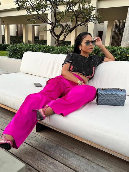 High Wasited Wide Leg Pants with Pockets