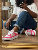 Colorblock Platform Lace-Up Sneakers