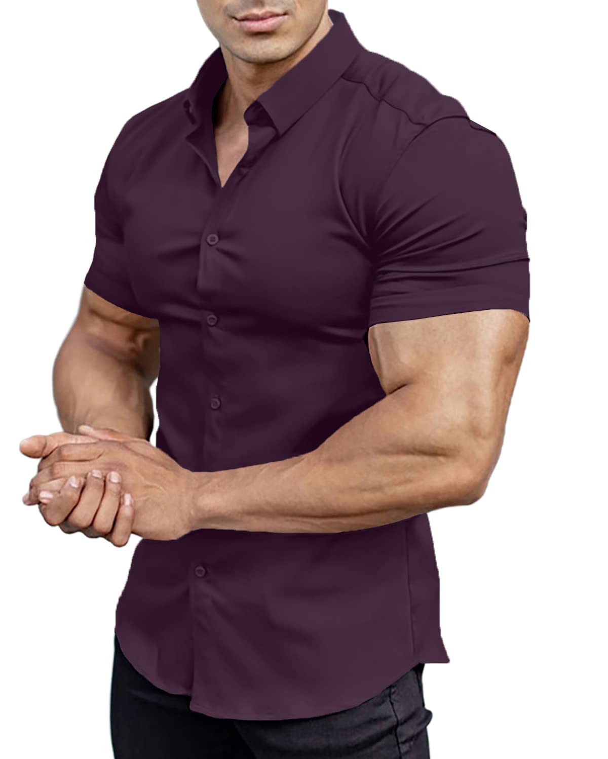 Camisas con botones de manga corta para hombre