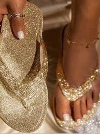Chanclas de playa con anilla para el dedo del pie con diamantes de imitación 