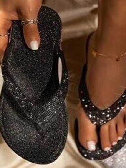 Chanclas de playa con anilla para el dedo del pie con diamantes de imitación 