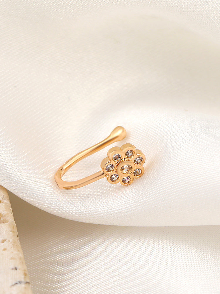 Brazalete para nariz en forma de U de metal con flores 