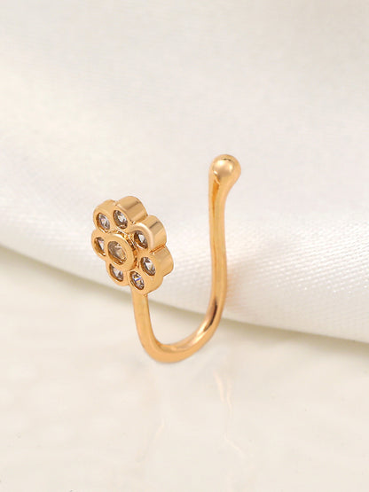 Brazalete para nariz en forma de U de metal con flores 