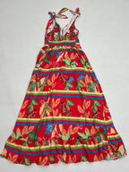 Vestido largo acampanado con tirantes y estampado floral de talla grande 