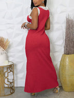 Lace Sleeveless Printed Dress