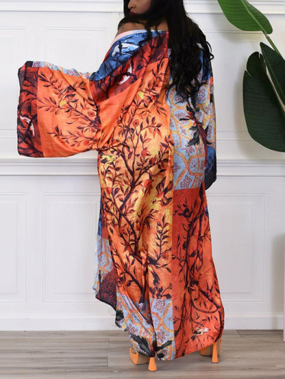 Cárdigan tipo pareo de playa con estampado floral de seda 