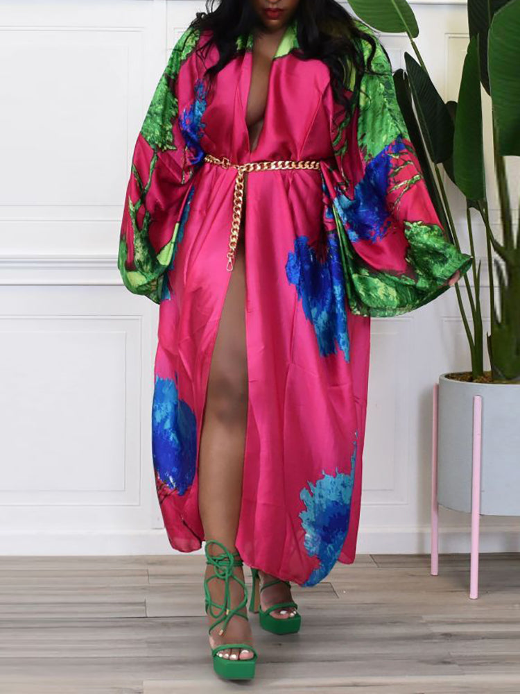 Cárdigan tipo pareo de playa con estampado floral de seda 