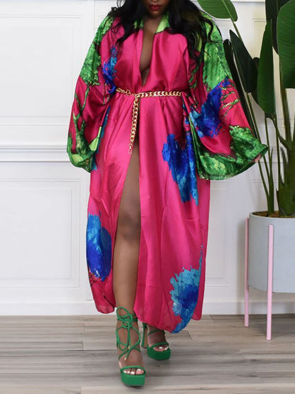 Cárdigan tipo pareo de playa con estampado floral de seda 