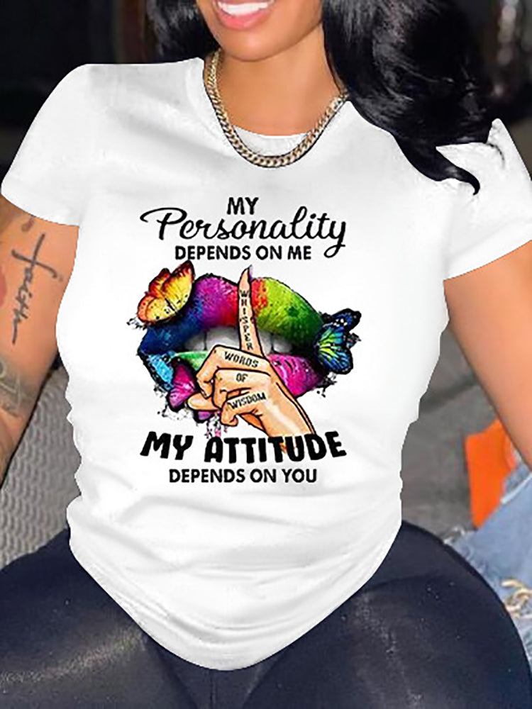 Letter Print Casual Short Sleeve T-Shirt