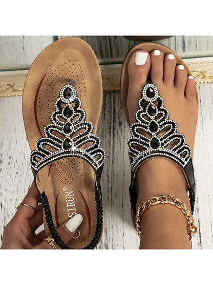 Chanclas folklóricas personalizadas con diamantes de imitación