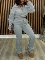 Two Pieces Zip Up Drawstring Pants Sets