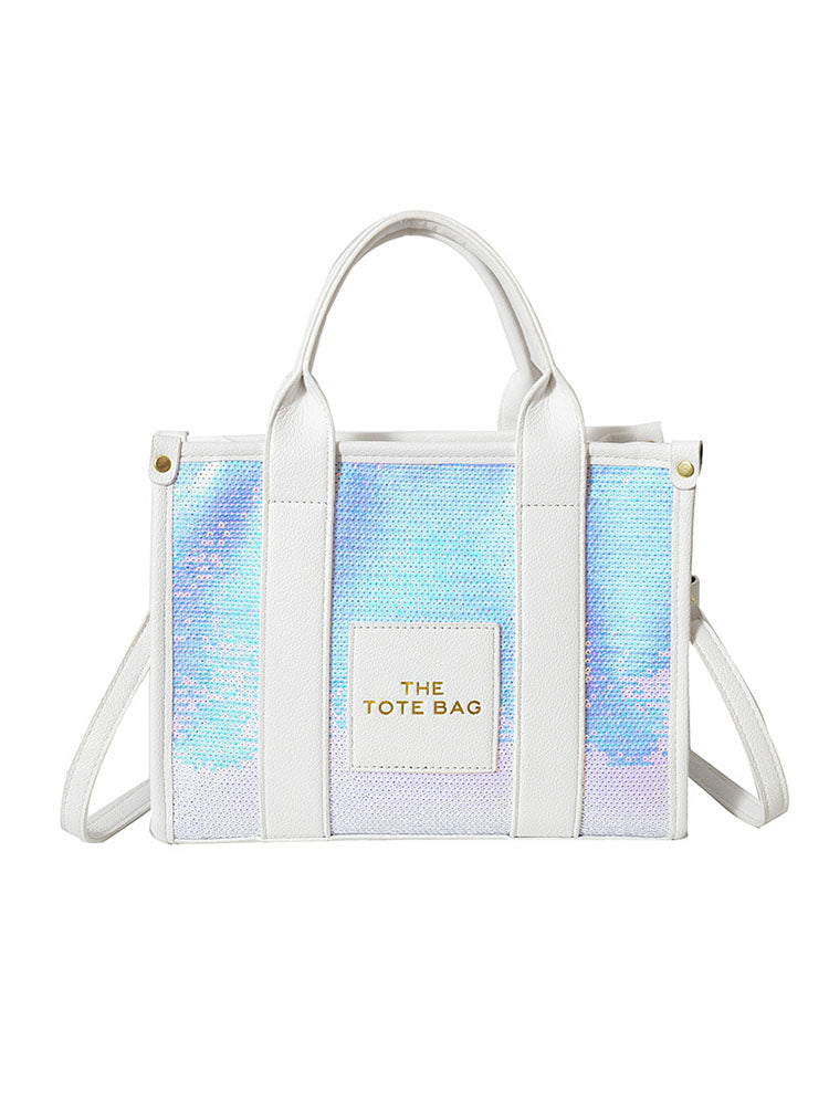Bolso de mano de viaje versátil con lentejuelas con purpurina de PU 