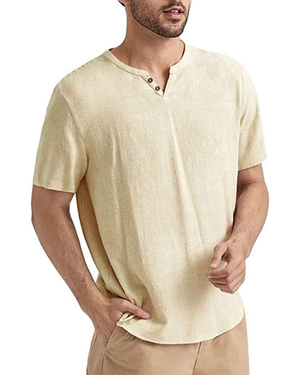 Mens Linen Short Sleeve T-Shirts