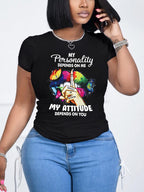 Letter Print Casual Short Sleeve T-Shirt