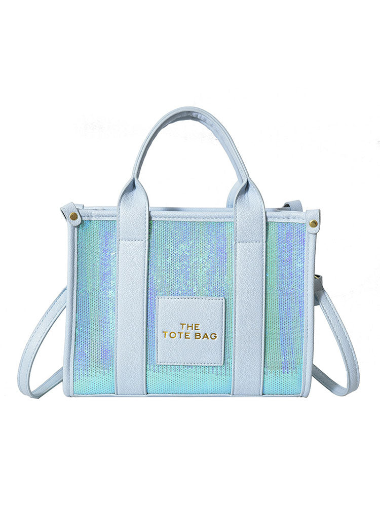 Bolso de mano de viaje versátil con lentejuelas con purpurina de PU 