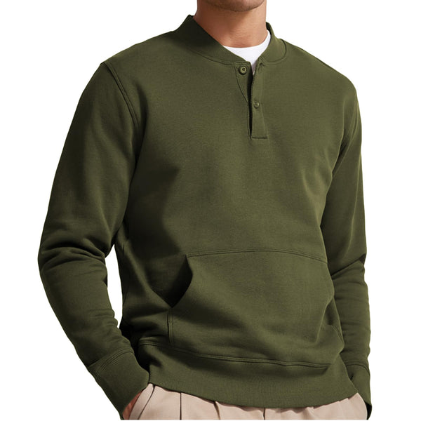 Mens Button Up Long Sleeve Pullover
