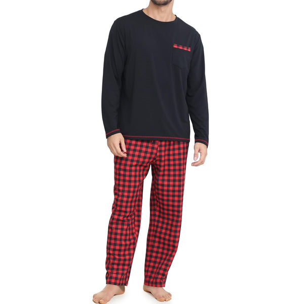 Mens Two Piece Plaid Pajama Set