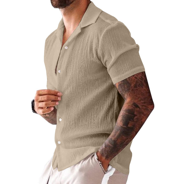 Mens Linen Cotton Short Sleeve Shirts