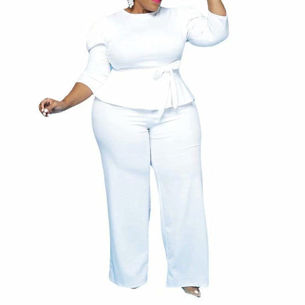 Plus Size Two Piece 3/4 Sleeve Tops & Pants