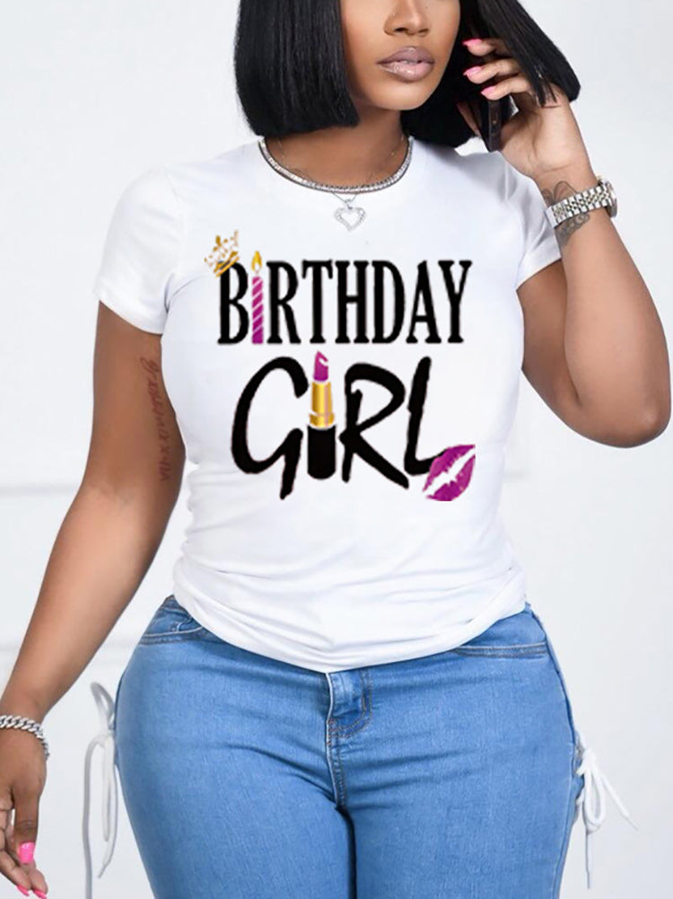 Letter Print Casual Short Sleeve T-Shirt