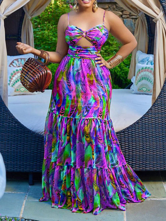 Vestidos largos con estampado tie-dye y tirantes finos