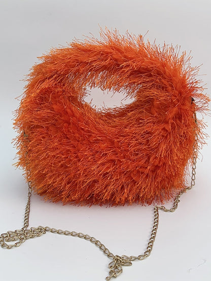 Candy Color Fluffy Fringe Mini Handbag