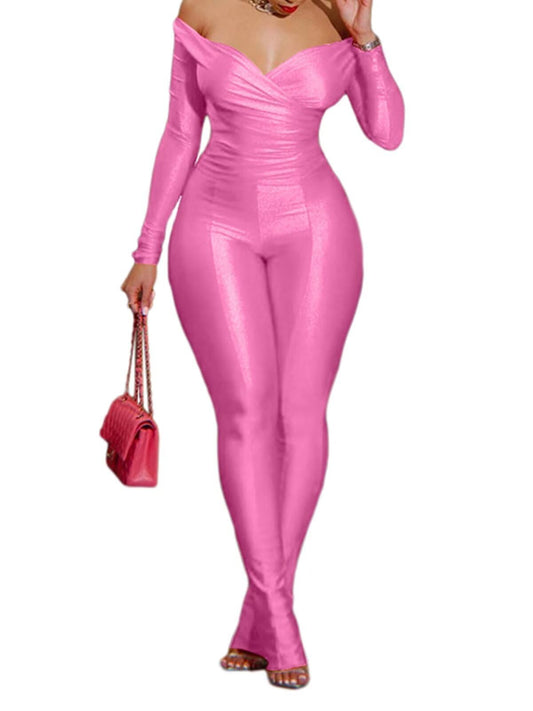 Off Shoulder Tops Flared Pant Sets