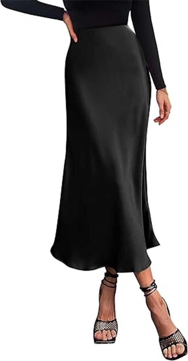 High Waist Flared A-Line Midi Skirts