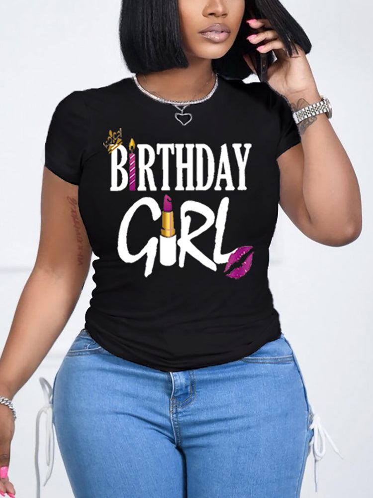 Letter Print Casual Short Sleeve T-Shirt