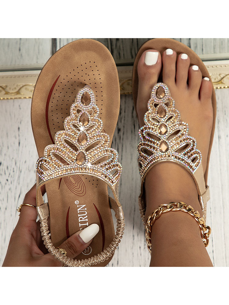 Folk-Custom Rhinestone Flip Flop
