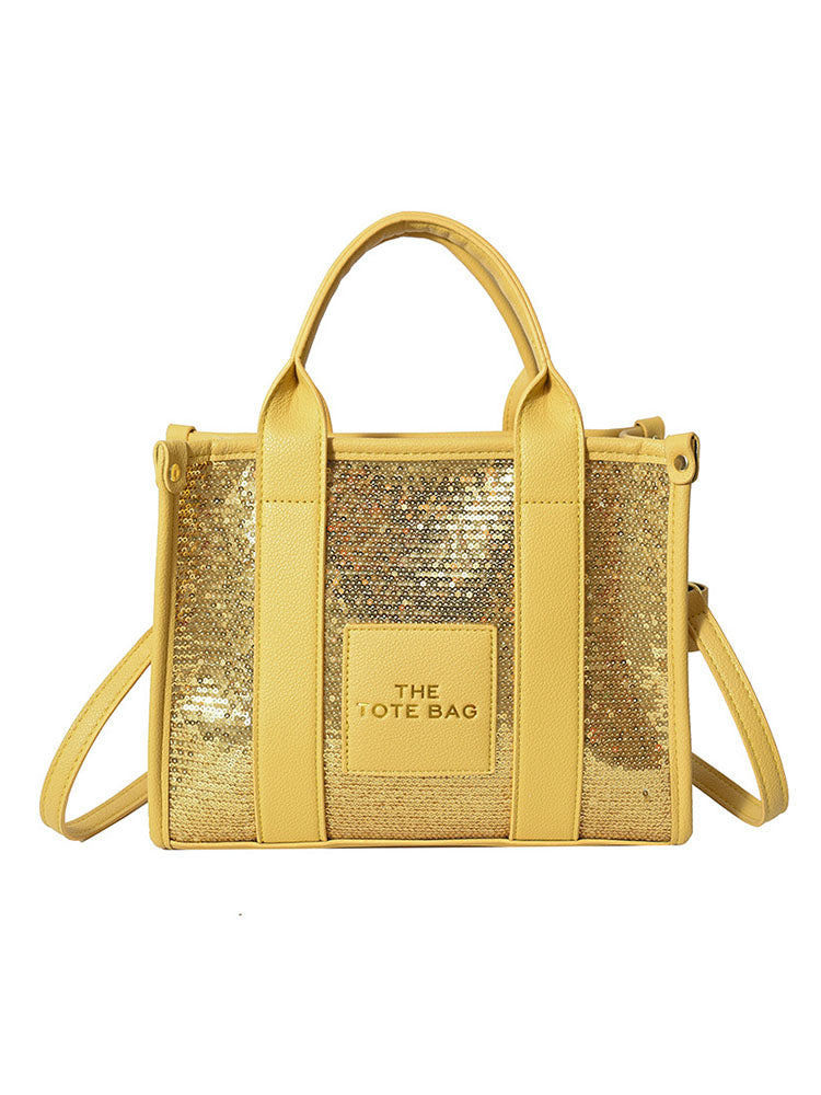 Bolso de mano de viaje versátil con lentejuelas con purpurina de PU 