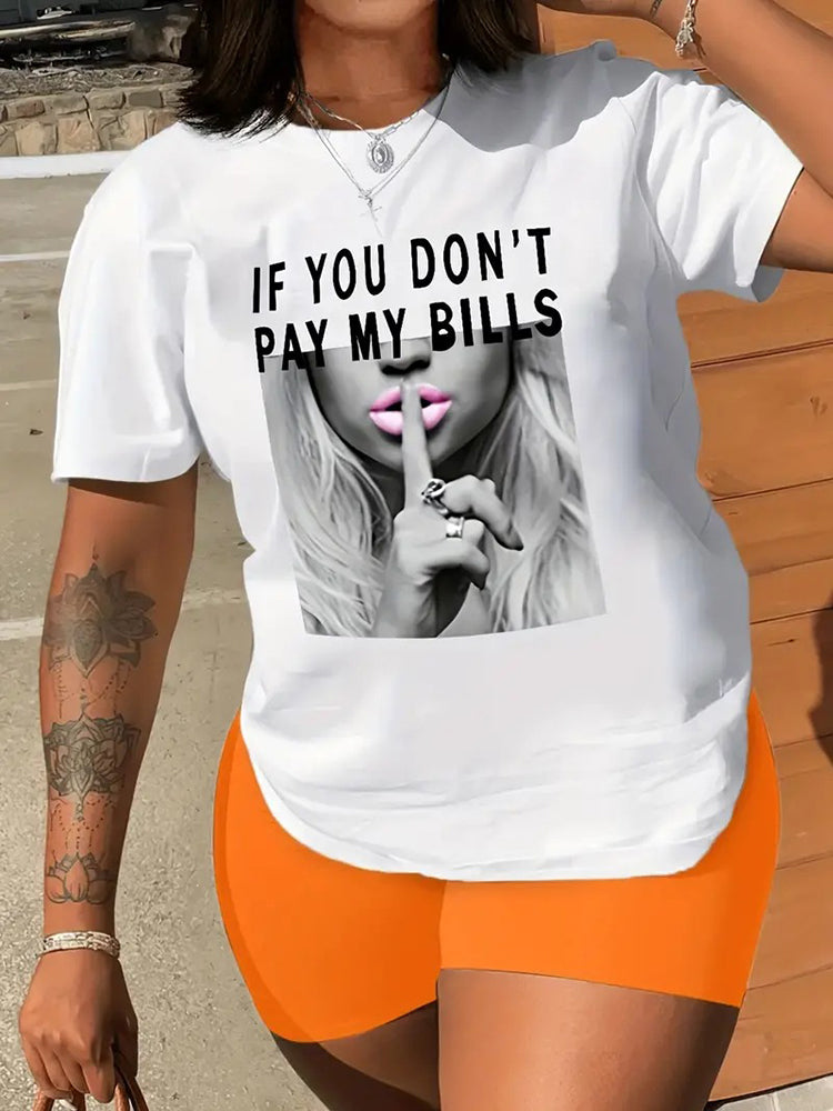 Letter Print Casual Short Sleeve T-Shirt