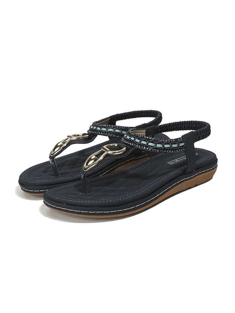Folk-Custom Rhinestone Flip Flop