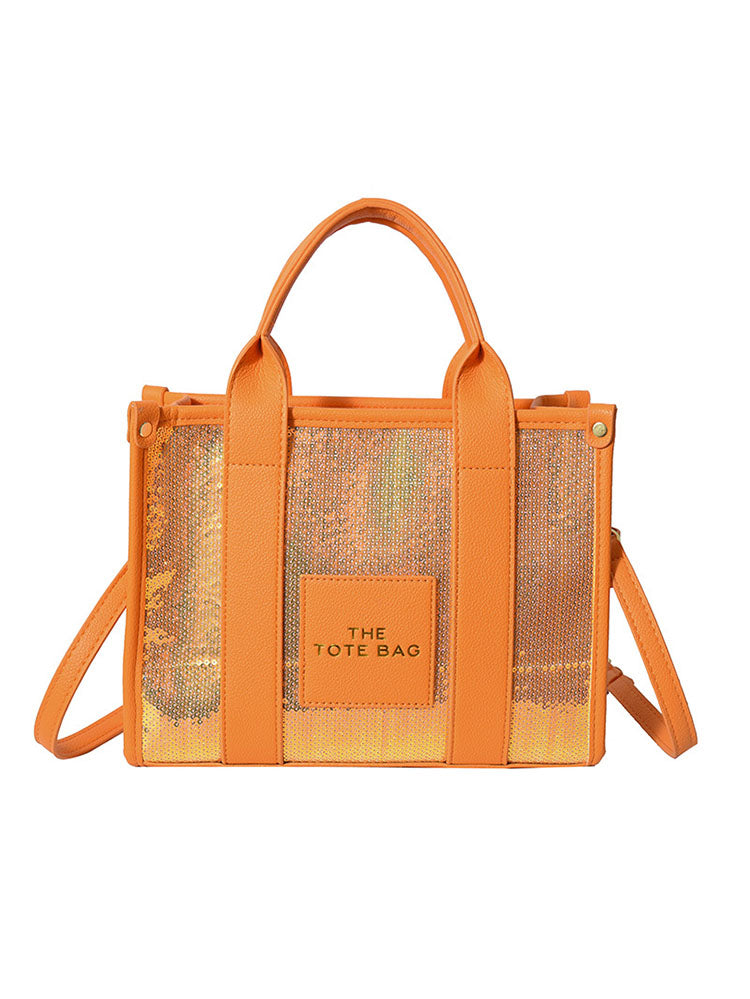 Bolso de mano de viaje versátil con lentejuelas con purpurina de PU 