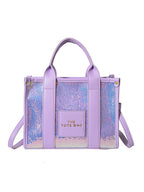 Bolso de mano de viaje versátil con lentejuelas con purpurina de PU 