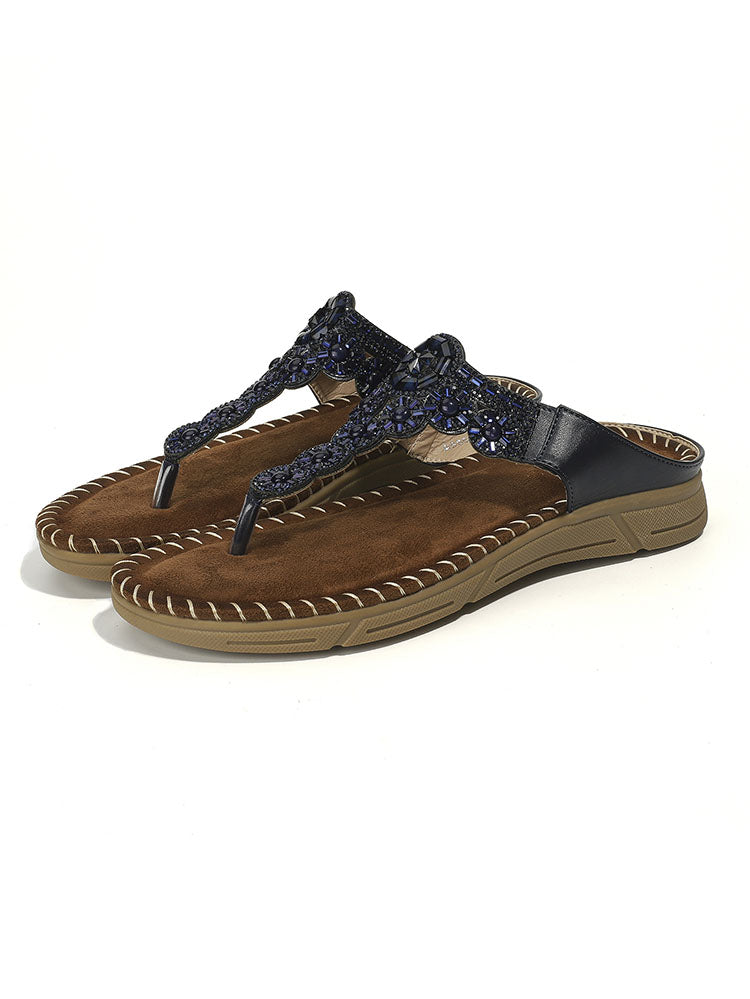 Chanclas folklóricas personalizadas con diamantes de imitación