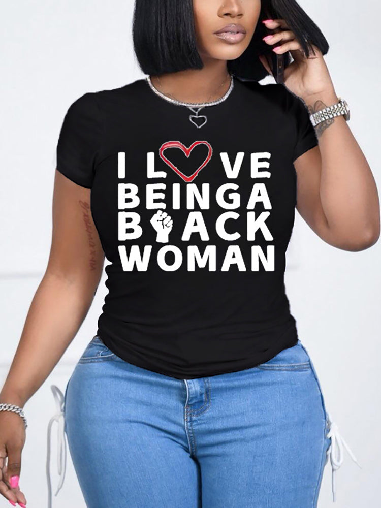Letter Print Casual Short Sleeve T-Shirt