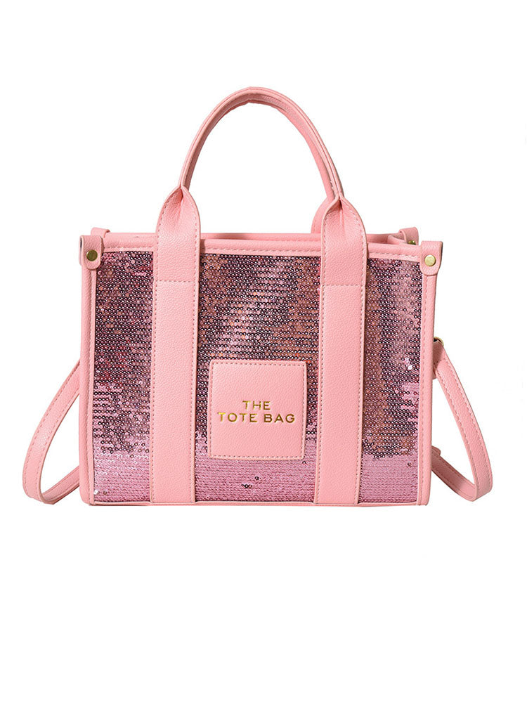 Bolso de mano de viaje versátil con lentejuelas con purpurina de PU 