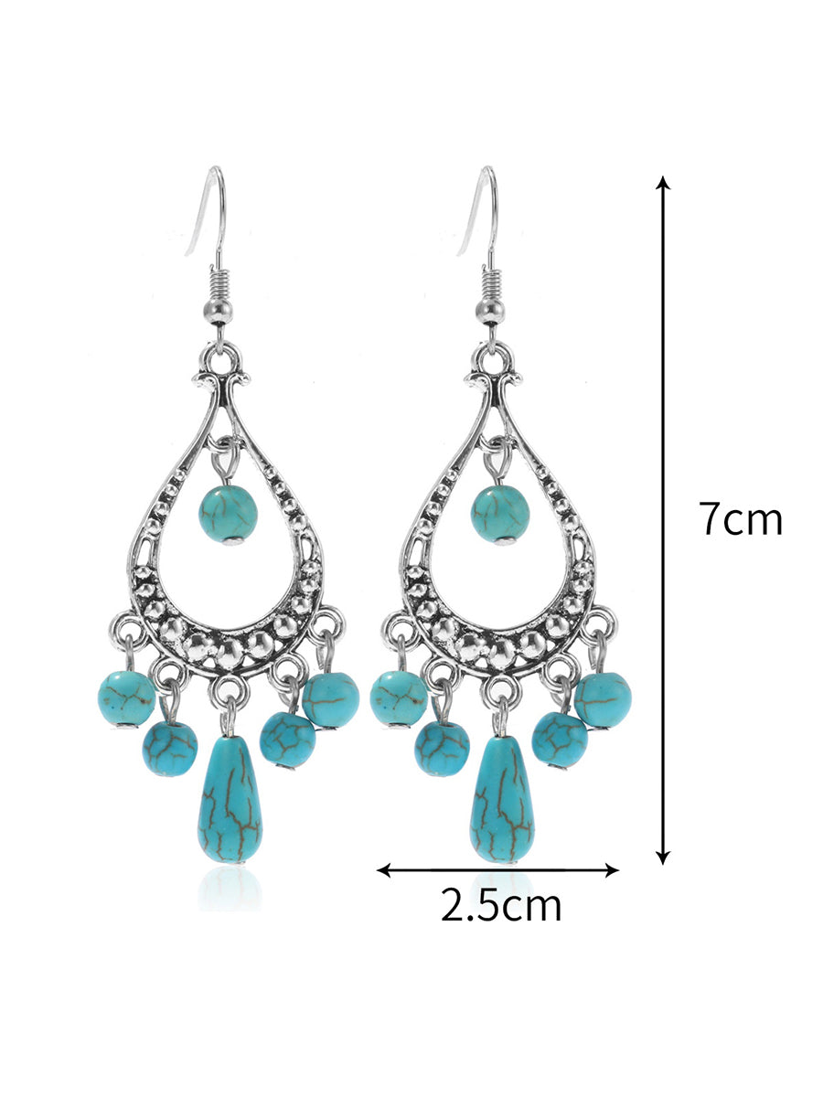 Bohemian Turquoise Earring Bracelet Necklace Sets