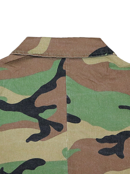 Two-Piece Camouflage Print Long Sleeve Midi Skirt Set