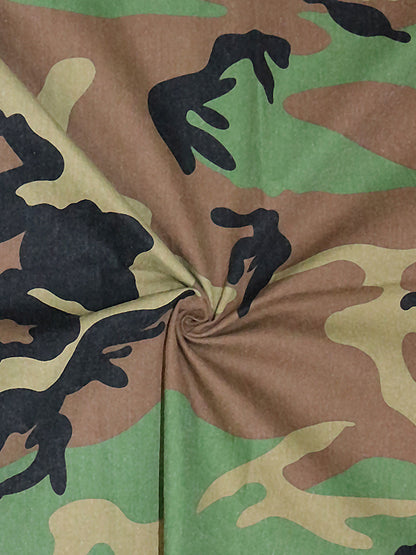 Two-Piece Camouflage Print Long Sleeve Midi Skirt Set