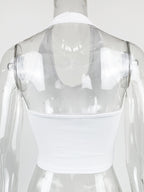 Solid Color Halter Neck Crop Top