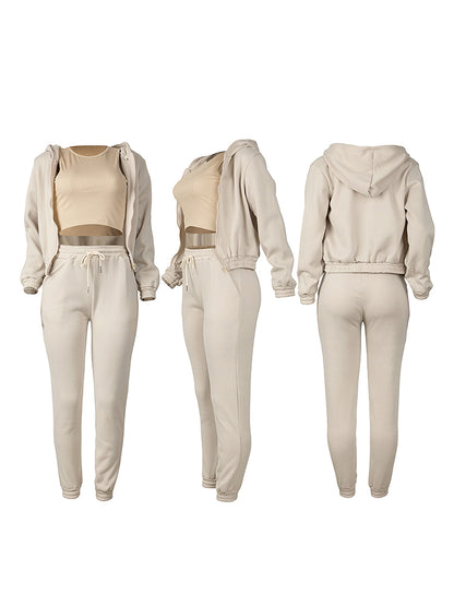Three Pieces Vest and Hoodie and Pants Set