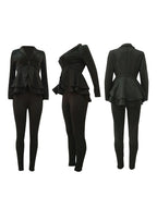 Two Piece Ruffle Blazer Bodycon Long Pants