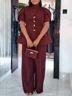 Puff Sleeve Top Pants Set